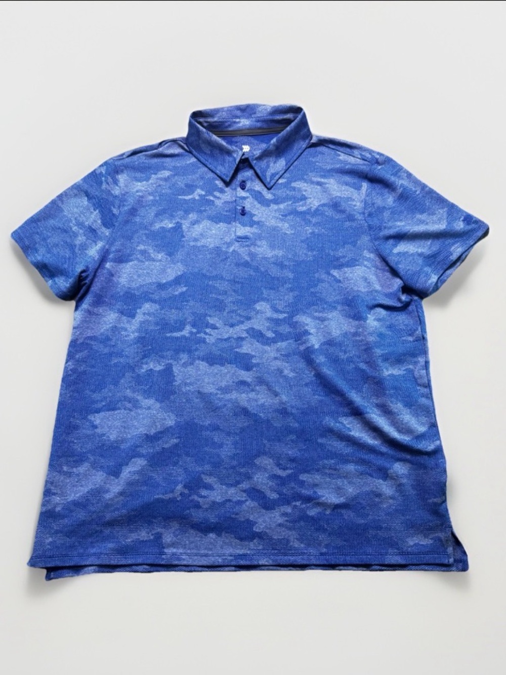 NWT All in Motion Golf Polo Shirt Mens XL Blue Camo Moisture Wicking Athletic
